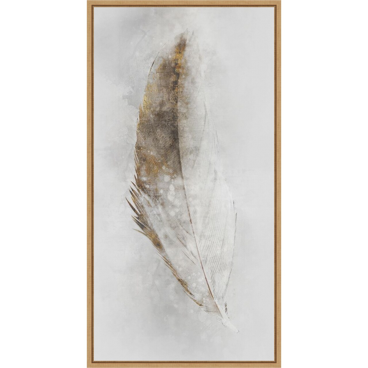 Golden Feather II by Ken Roko 14-in. W x 27-in. H. Canvas Wall Art Print Framed in Natural